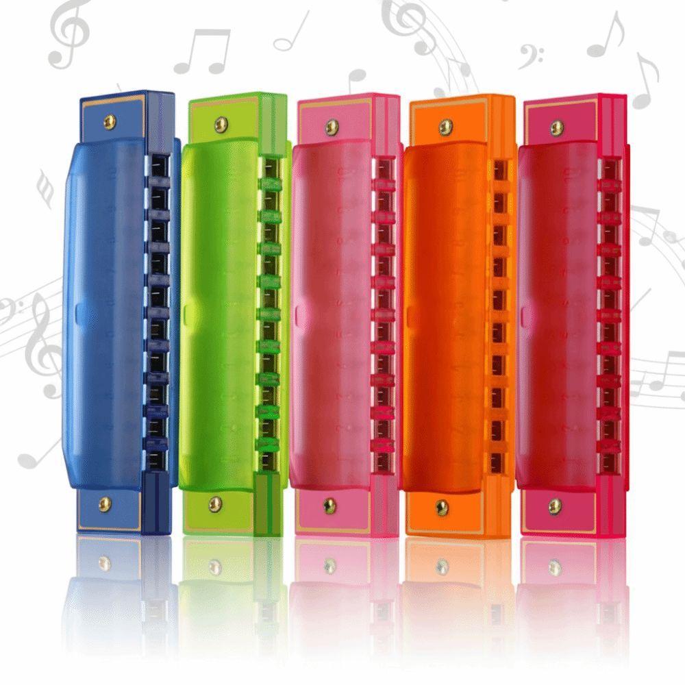 Bright Color 10 Hole Harmonica Translucent Mouth Organ Diatonic Harmonica  Young Learners