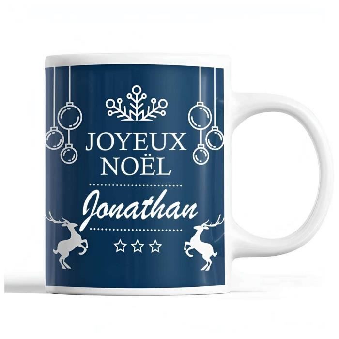 Mug - Noël Jonathan Bleu - Céramique - 325 ml - Résistant lave-vaisselle et micro-onde