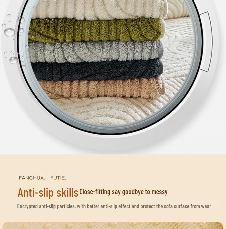 2025 New Plush Shu Cotton Velvet Sofa Cushion: Thickened, Non-Slip Cover for Autumn and Winter