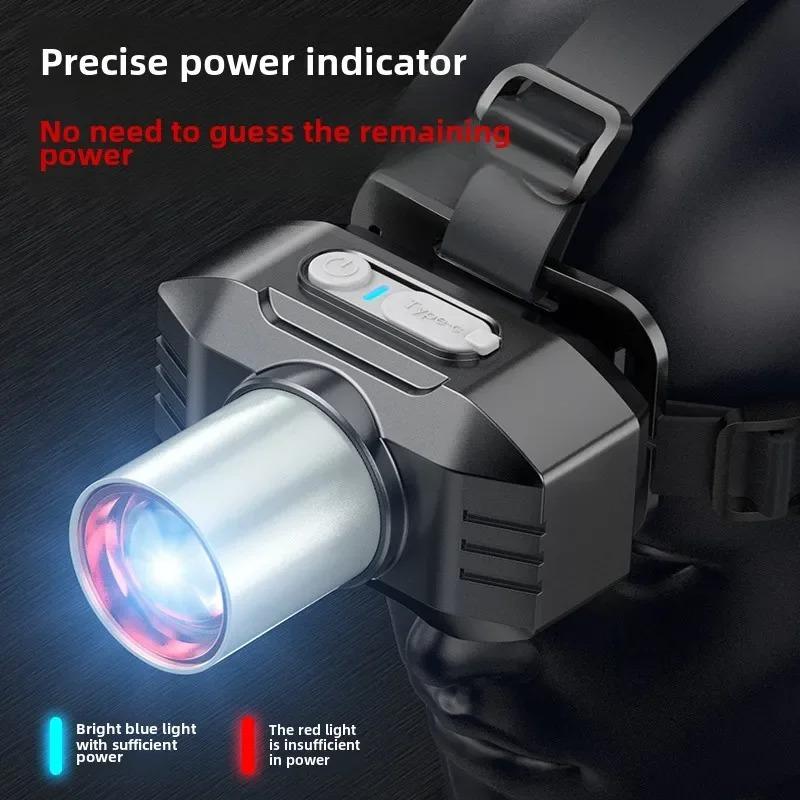 1200mAh Strong Light LED Headlight Super Bright Zoom Head Mounted Flashlight USB Rechargeable Portable Camping EDC Torch Fishing Lantern