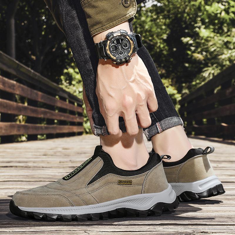 2024 Men's Outdoor Hiking Shoes Breathable Non Slip Men Sneakers Luxury Suede Leather Loafers Fashion Men Walking Shoes Big Size