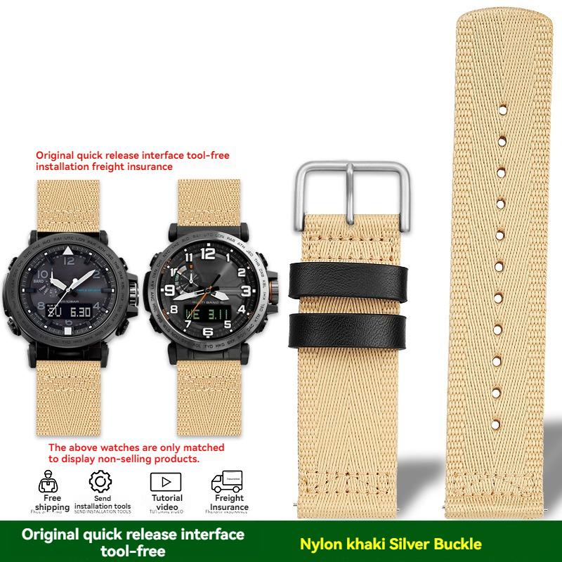 For Casio PROTREK Series PRG-601 PRG-600 PRG-650 PRW-6600Y GA2200 Breathable Nylon Canvas Strap 24mm Quick Release Wristband