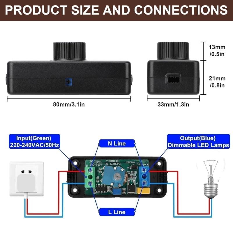 Einstellbare Dimmer-Schalter Dimmer-Lichtschalter für dimmbare Glühbirnen Kompatibilität