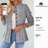 2026 European Style Women's Cable Knit Cardigan: Round Neck, Waist-Cinched, A-Line Hem, Single-Breasted Sweater Coat for Spring/Autumn
