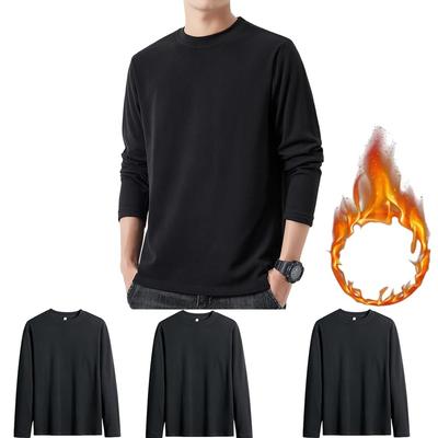 Hisitosa Long Sleeve Cold Weather of and Addictively Soft Men's Undershirts, Underwear, 3-Pack 5, Fleece-Lined, Thick, Antibacterial, Odor-Resistant,