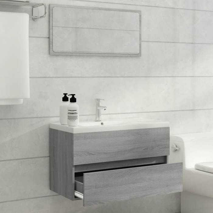 3120346 vidaXL Vanity Unit with Integrated Basin Sonoma Grey Engineered Wood