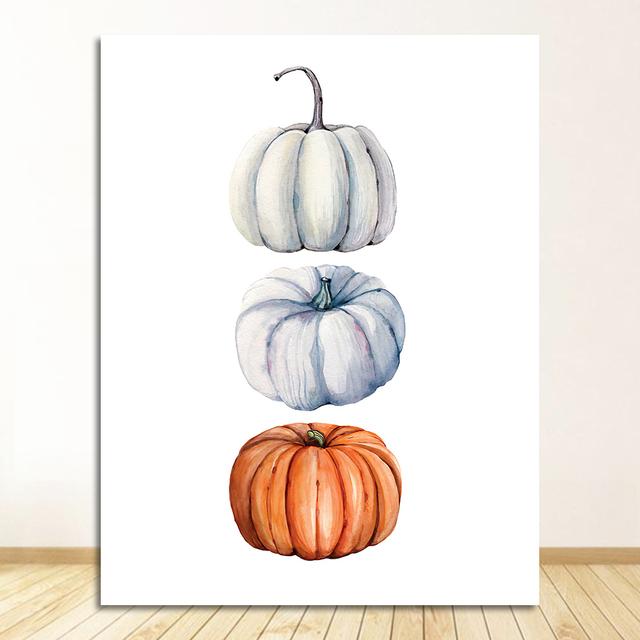 

Художественный постер с изображением урожая, настенное искусство на Хэллоуин, холст, картина, украшение на День благодарения, акварель, принт тыквы, осень 21cm×30cm NoFrame