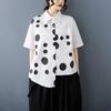 DIMANAF 2025 Plus Size New Summer Blouse Short Sleeve Vintage Polka Dot Printing Casual Women Loose Tops Shirts