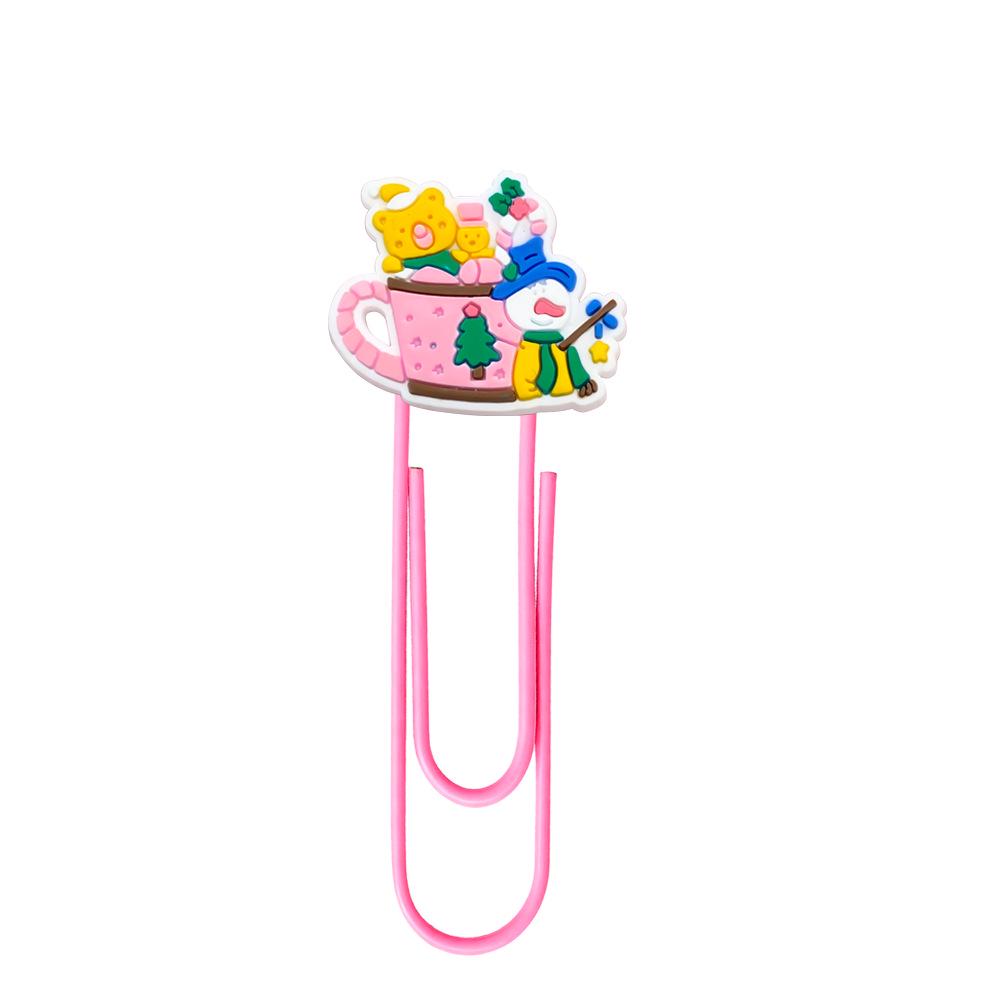 Pink Cartoon Christmas Bookmark Clips - Cute, Large, Colored Page Markers for Office Supplies