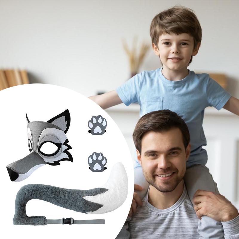Wolf Costume Funny Animal Cosplay Set Realistic Grey Wolf Costume Set For Kids Adults Cosplay Stage Performance Halloween