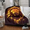 1pc Lion Flame Print Blanket - Lightweight Flannel Throw Blanket For Sofa, Bed, Living Room, Office, Outdoor Travel, Camping, Soft All-Season090