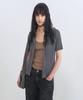 INSILENCE WOMEN Half Sleeve Hooded Zip-Up Knit Blue Grey