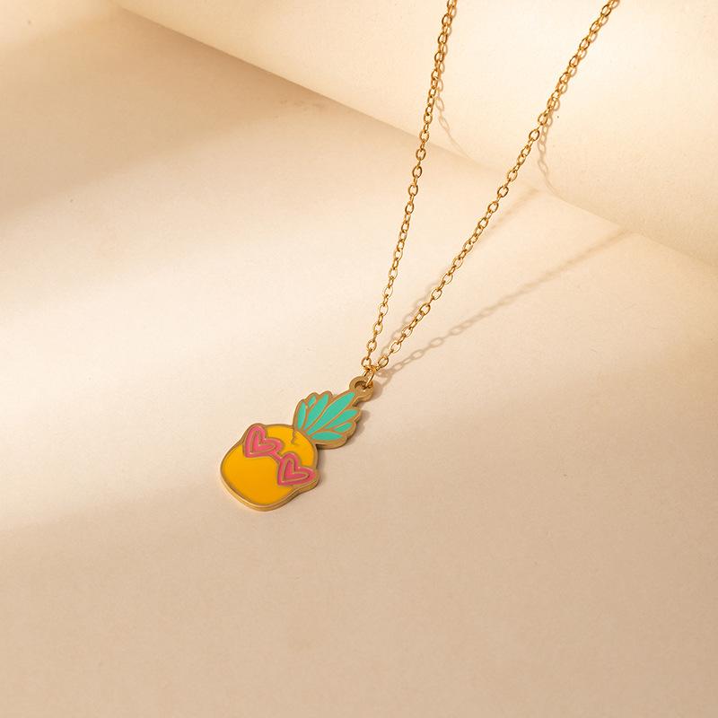 Cross-Border Fruit Necklace: Strawberry & Pineapple Pendant - Simple Women's Clavicle Chain