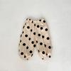 New autumn clothing for infants aged 0-3, casual sports pants with polka dots for baby girls,  thick velvet pants