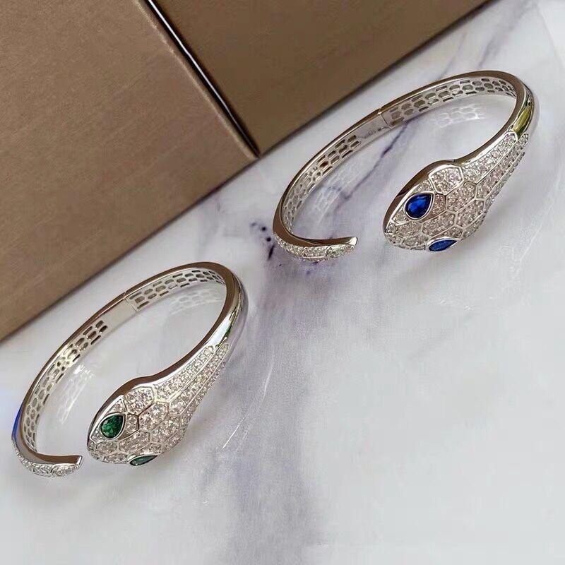 Bangle Bracelet Blue Snake Brand New 925 Sterling Silver Bohemia Exciting Relief Structure Gift For Women