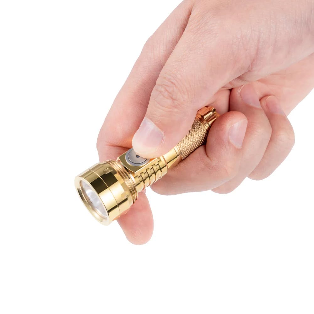 LUMINTOP Keychain Flashlight, 700 Lumens, 400m Beam, USB-C Rechargeable, IPX8 Waterproof, Compact EDC Light (GT Nano 3.0) (Brass)