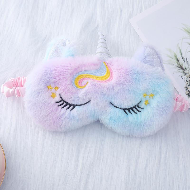 Plysj øyelapp Sovebind for reisehvile Myk Sovemaske Øyemasker Søt Glitter Unicorn øyedeksel