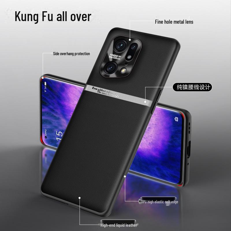 Husa de protectie pentru telefon din piele lichida pentru OPPO Find X5 Pro, anti-cadere, dintr-o bucata.