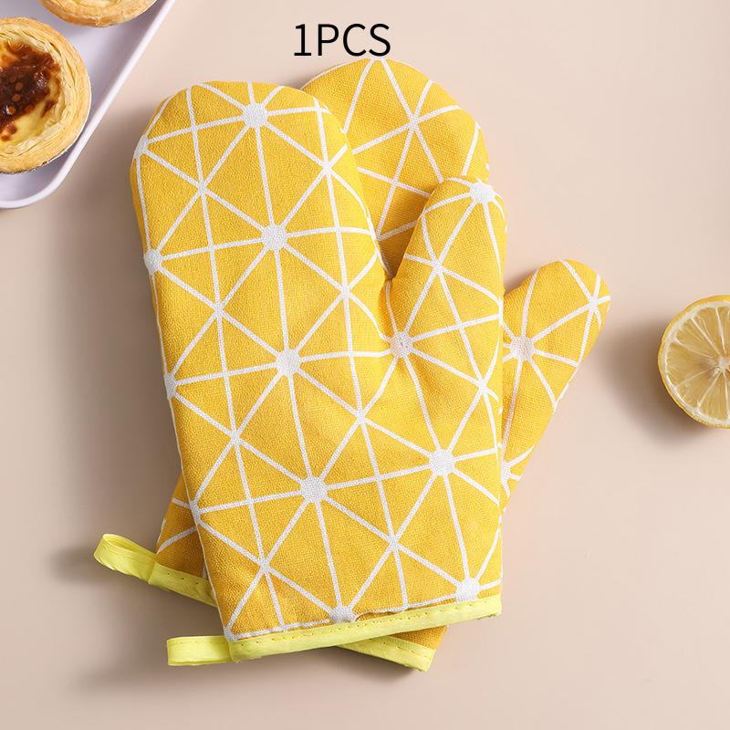 1pc Heat Resistant Anti Scald Oven Glove Thickened Grid Insulated Kitchen Glove for Microwave Baking High Temperature Protection