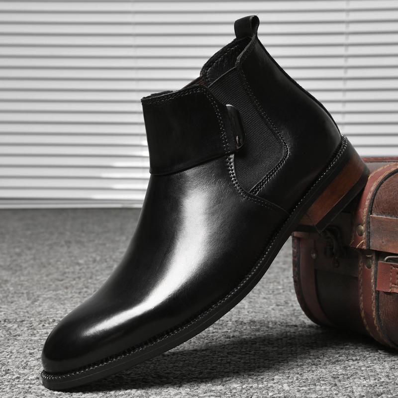 Hoge Kwaliteit Heren Enkellaarsjes Echt Leer Zakelijk Gekleed Korte Laarzen Luxe Merk Outdoor Chelsea Boots Heren Hoge Schoenen
