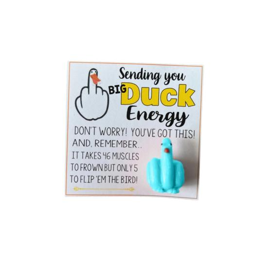 Middle Finger Duck Figurine with Card Colorful Gesture Duck Resin Statue Sculpture Home Office Bookshelf
