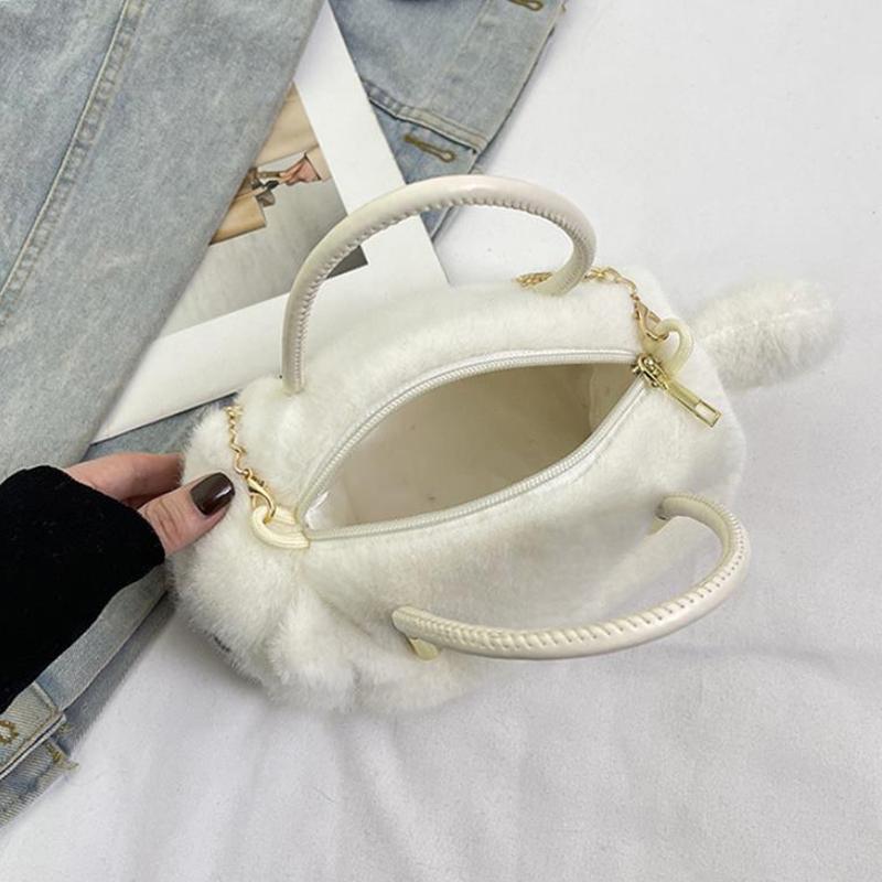 Cartoon Cute Plush Cat Large Capacity Handheld Crossbody Bag Portable Commuting Handbag