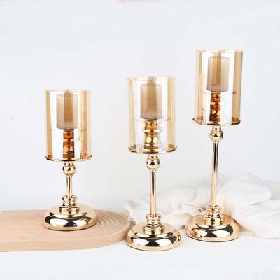 Luxury Golden Wedding Table Decoration Candlestick Holder Glass Candle Stand Crystal Candle Holder