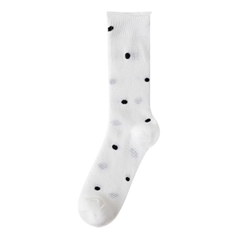 Socks Female Sweet Mary Jane Round Polka Dot Mesh Breathable Curling Pile