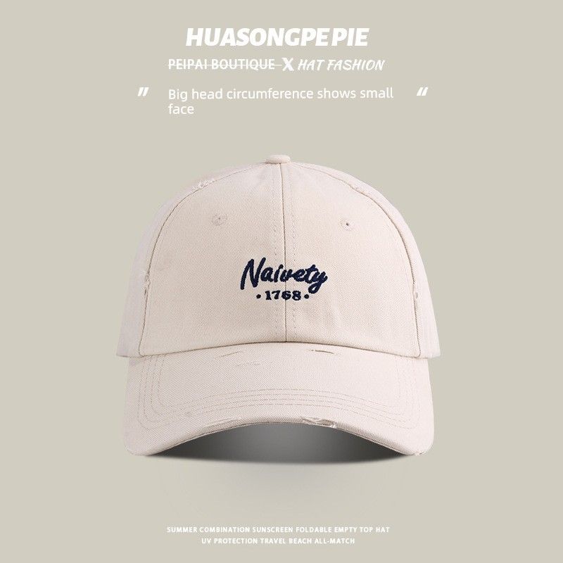 

Big Head Circumference Baseball Cap Deepening Cap Top Width Brim Face-Looking Small Sun Hat Hole New Arrival Student Outdoor Peaked Cap C3705 Beige Regular Code