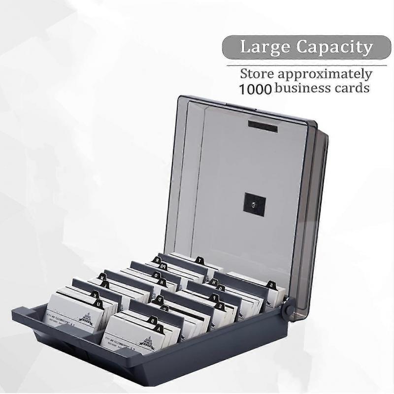 Business Card Box, 1000 Card Capacity Business Card Storage Box With A-z Index