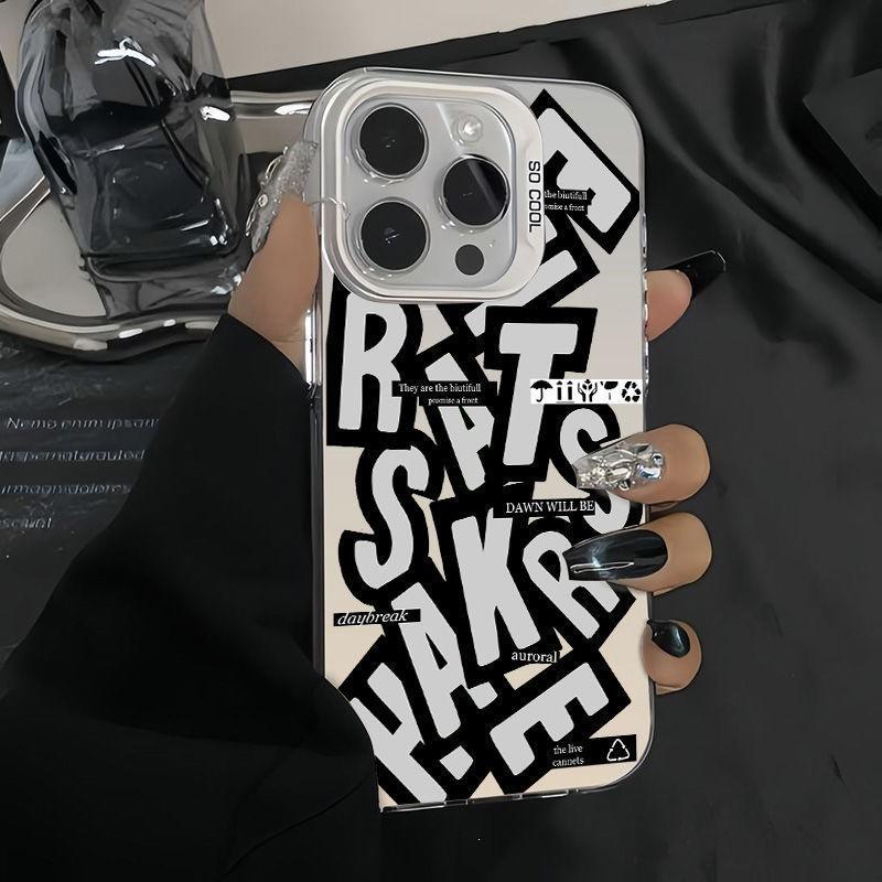 Applicable to iPhone14/15 creative letter 11/12 Apple 13promax mobile phone case xr/xs color silver IMD hard