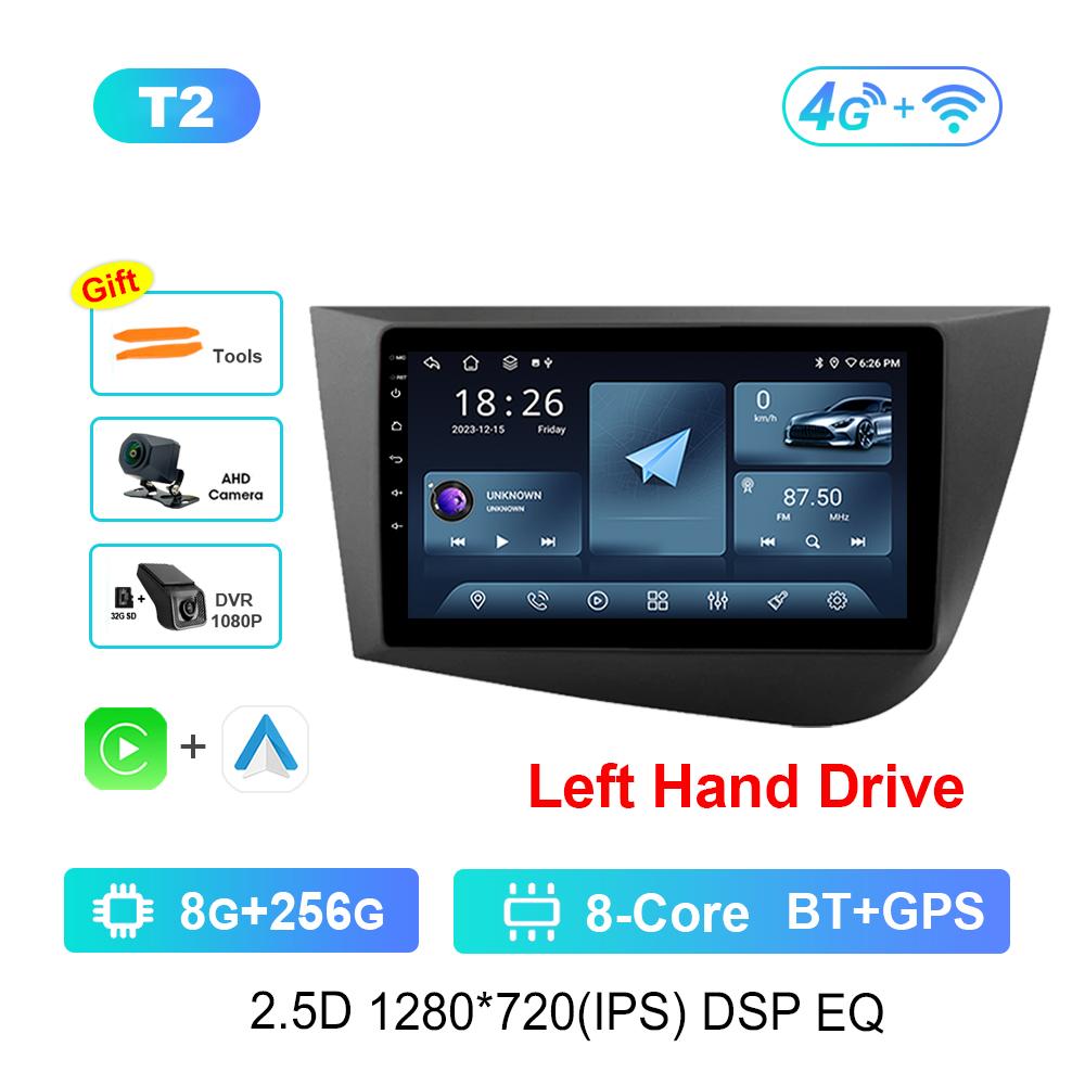 9 Inch Left Hand Drive GPS Navigation Android OS for Seat Leon 2 2005 - 2012 4G DSP Stereo Car Radio Multimedia Player WiFi BT