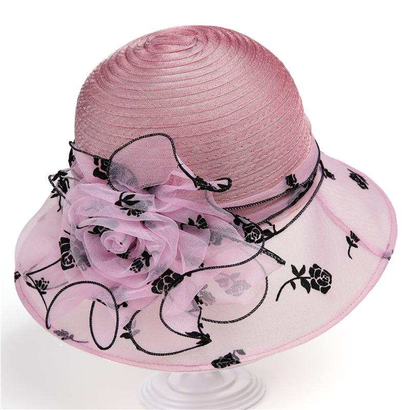 Elegant temperament organza hat women's spring summer cool hat bucket hat versatile top hat sun hat
