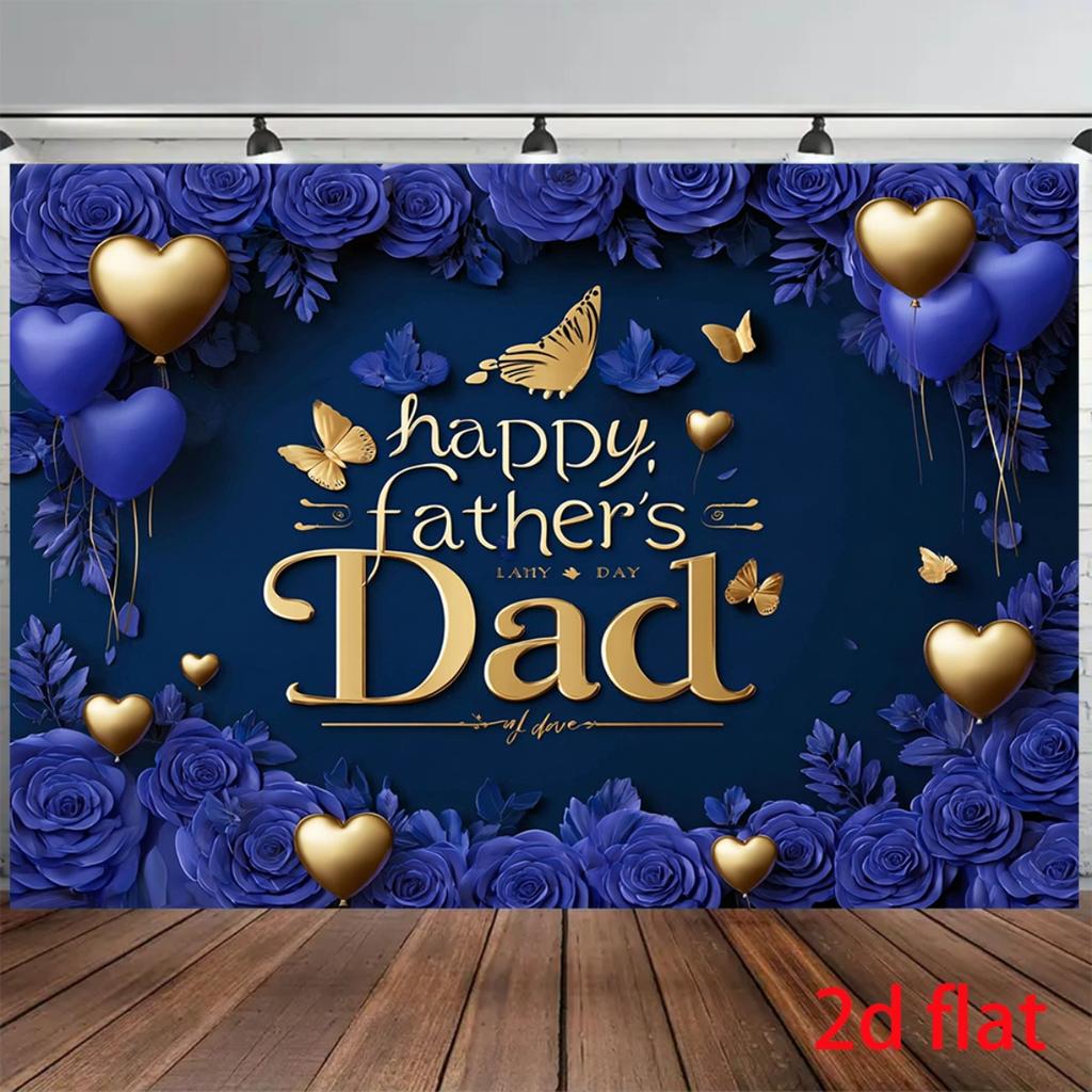 1 2D flat elegant blue and balloon Happy Father's Day oversized background banner party banner