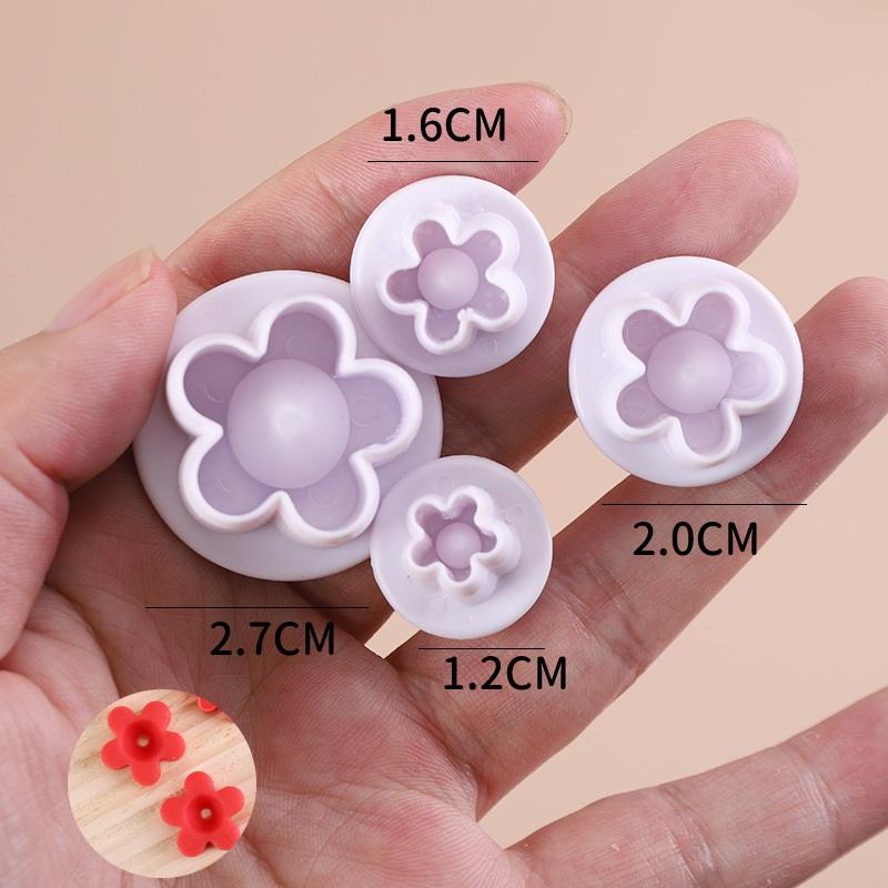 

Plum Flower Fondant Cutter 4Pcs Set Baking Mold Cookie Plunger Perfect for Cake Decorating Pastry Crafts