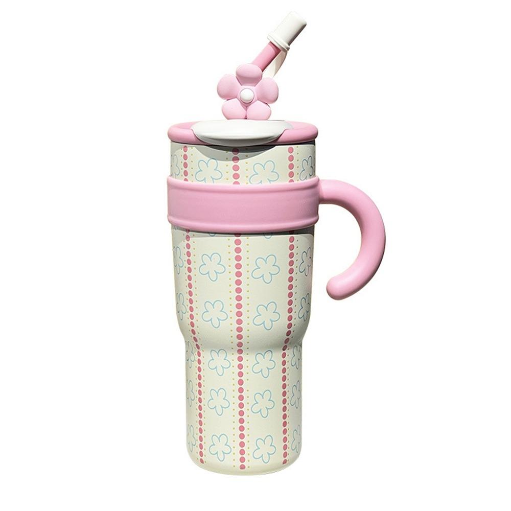 1200ml Thermos Water Bottle Stainless Steel Drinking Straw Cup Kawaii Thermos Cup  Travel