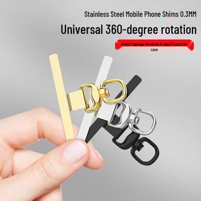 Edelstahl 360° drehbarer Handy-Lanyard-Clip mit ultradünnem Gehäuse-Patch und Schnalle