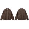 Unisex Vintage Streetwear PU Leather Jacket With Lapel Collar Metal Accents Loose Fit Winter