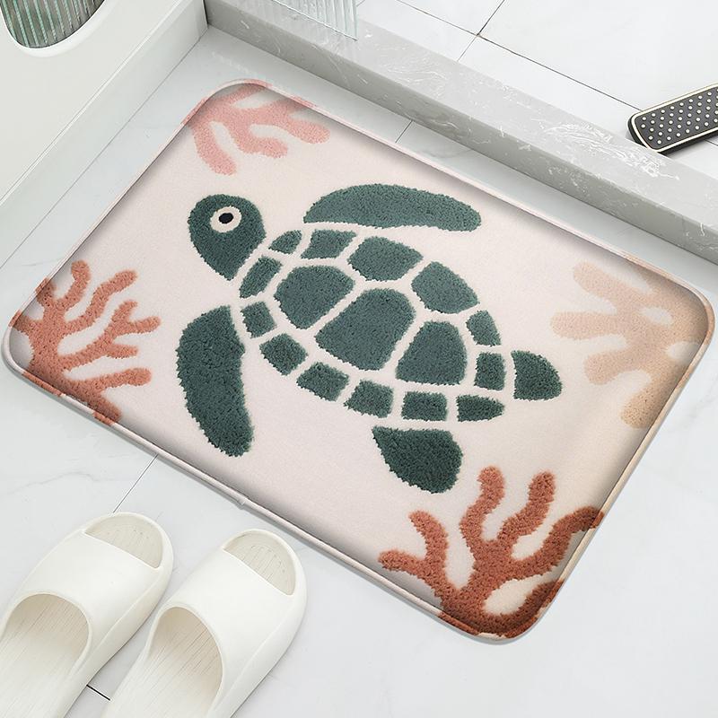 Badkamervloermat met schildpadpatroon, absorberende voetmat, kleine douchemat deurmat machinewasbaar zacht en comfortabel 40X60CM