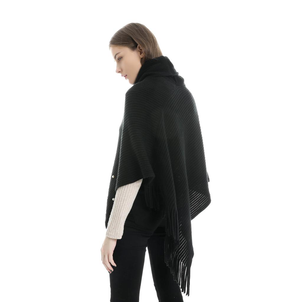 Comfortable High Quality Unique Pure Color Pearl Fringe Pullover High Neck Warm Shawl Scarf Beautiful and Most Striking Accessories