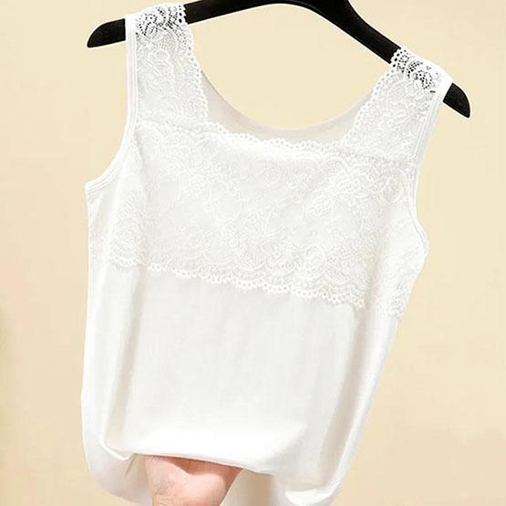 Camisole en coton modal grande taille pour femme, chemises d'été à manches courtes, couleur unie, slim, en dentelle, hauts