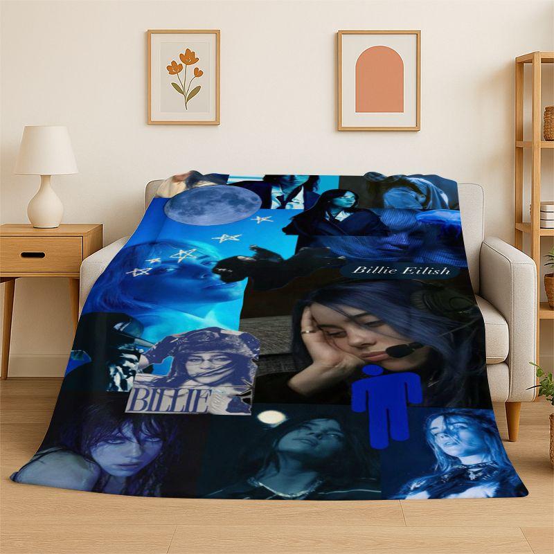 Famous Singer Billie Eilish Star Soft Flannel Throw Blanket,Warm Cozy Blanket for Bed,Couch,Sofa,Bedroom,Living Room,Travel