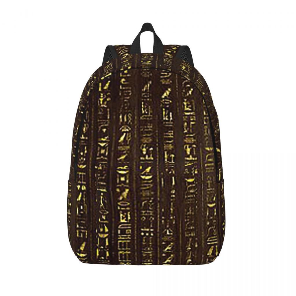 Golden Egyptian And Hieroglyphics On Wood Backpack Hot Sale Daypack Kids BookBag School Bag Shoulder Bags for Men Women