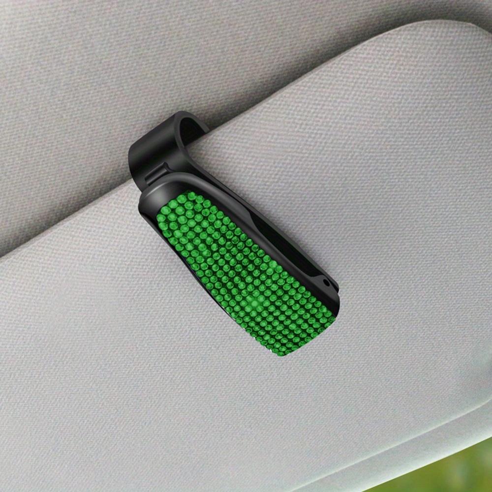 1pc Rhinestone Decor Car Sun Visor Glasses Holder Clip
