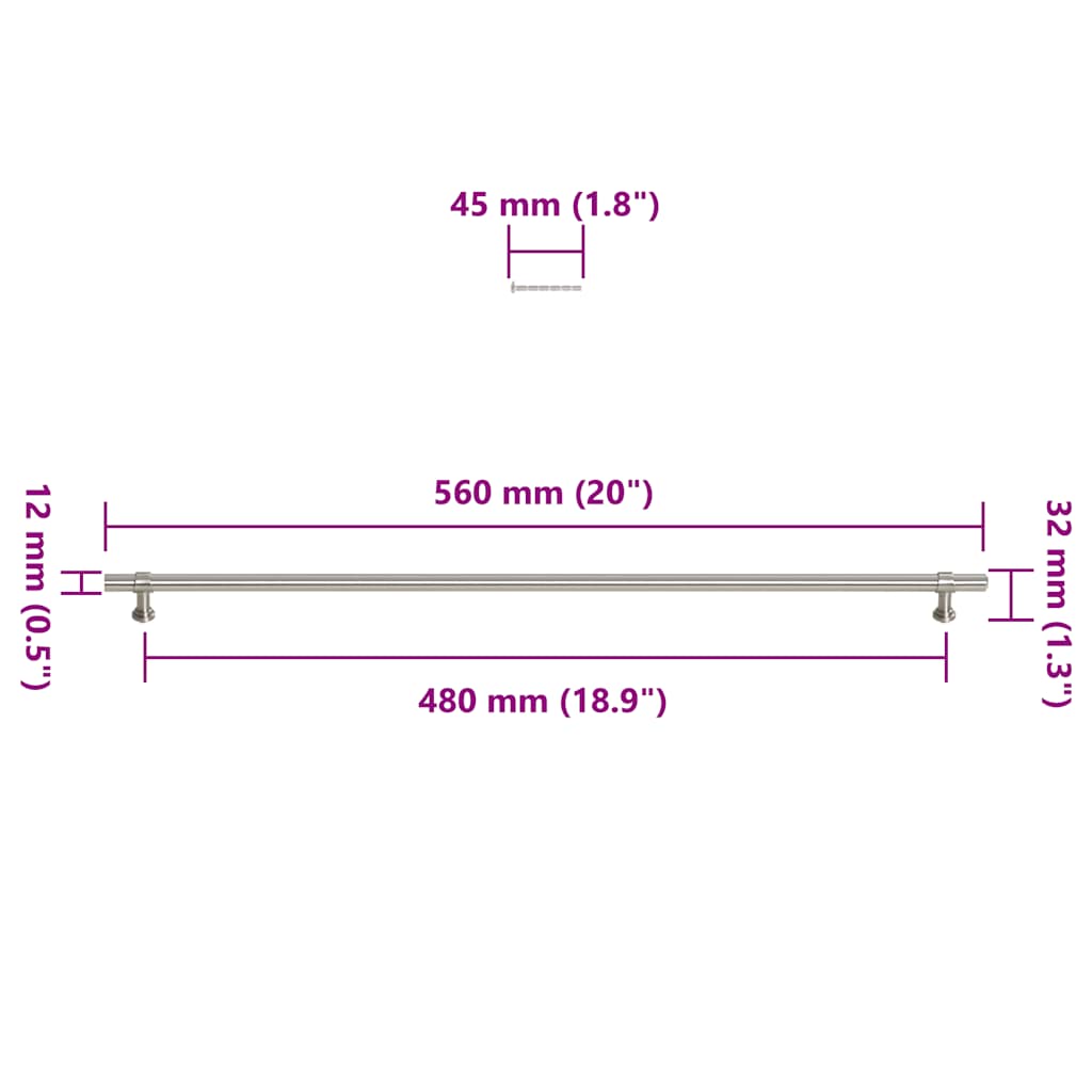 Furniture Handles 5 pcs Silver 480 mm Stainless Steel