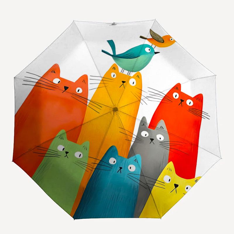 

1pc Colorful Cats Automatic Open/Close Umbrella Compact Folding Umbrella, All-Season Portable Umbrella for Women/Men314