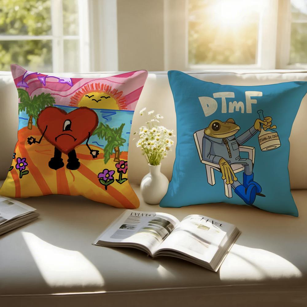 Kühler Latin Sänger BBad Bunny Kissenbezug Staubmilbenfrei Unsichtbarer Reißverschluss Kurzflor Sofa Kissen
