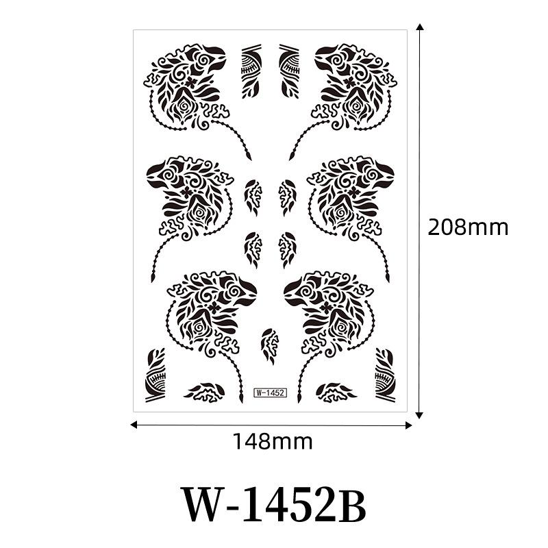 Waterproof Black Lace Henna Tattoo Stickers for Weddings 14.8*20.8cm