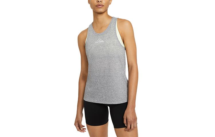 Nike Tank Tops Women s Gray Crew Neck Moderate Other CZ9554-063 XS