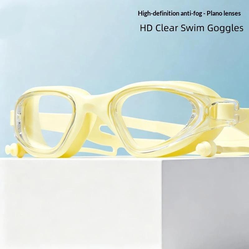 Adult Swimming Goggles Anti Fog HD Waterproof Oversized Frame Adjustable Strap for Men Women Beach Swim